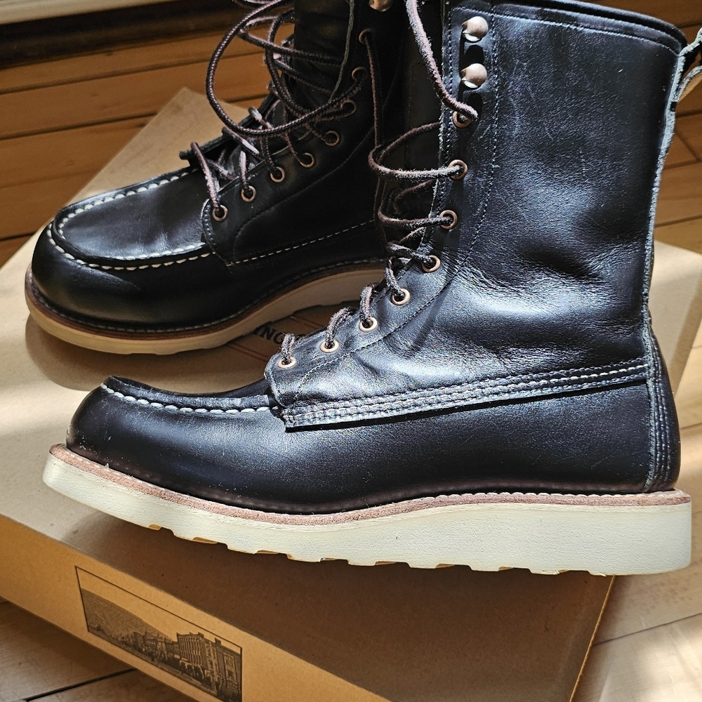 Womens Red Wing Moc Toe 8" Black Leather - Picture 5 of 6